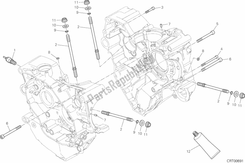 All parts for the 10a - Half-crankcases Pair of the Ducati Multistrada 1200 Enduro Touring 2018